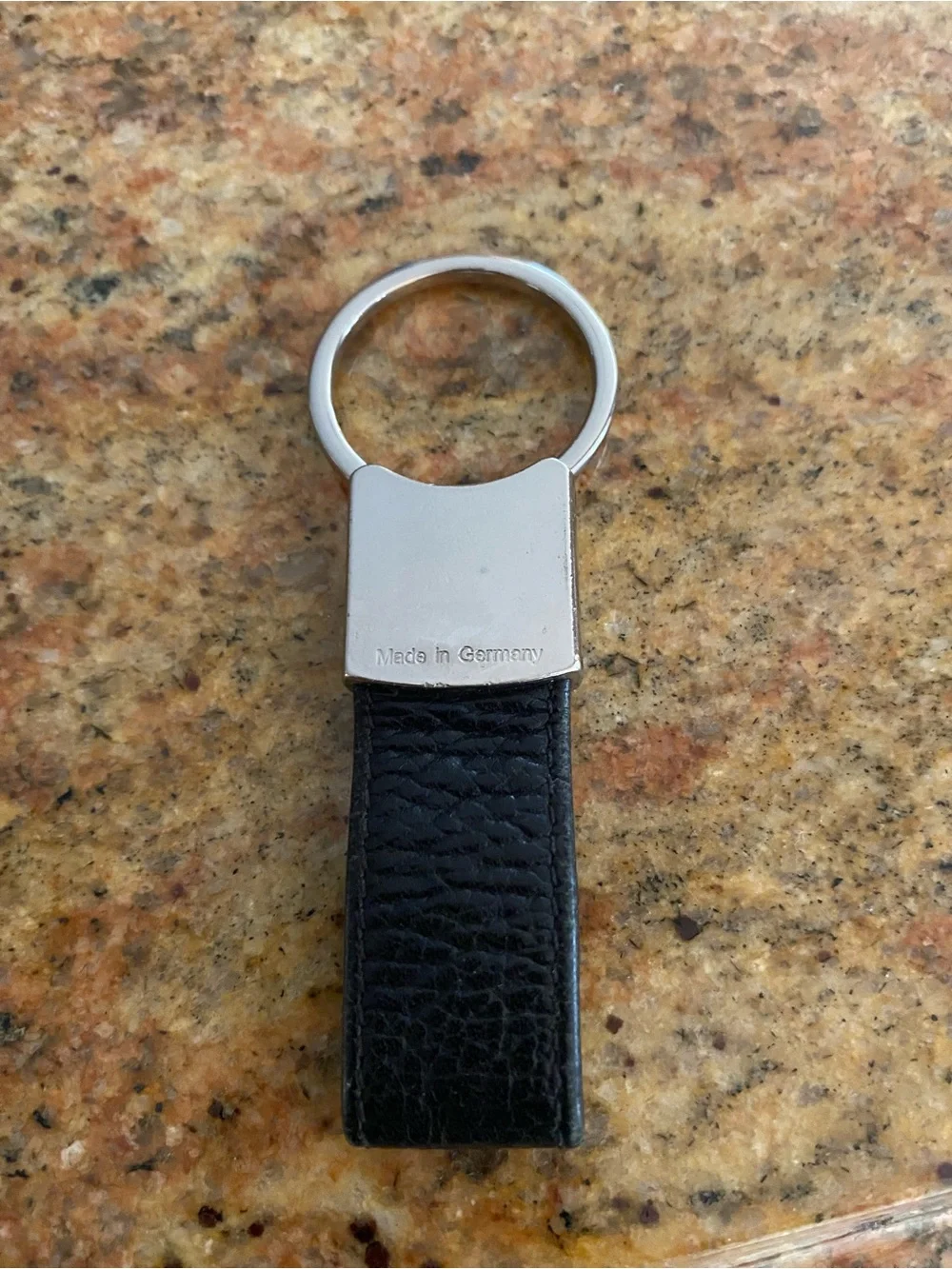 Genuine BMW Black Leather Key Holder with Silver Metal Accent